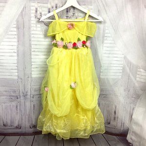 Disney Yellow and Pink Floral Kids Formal Dress